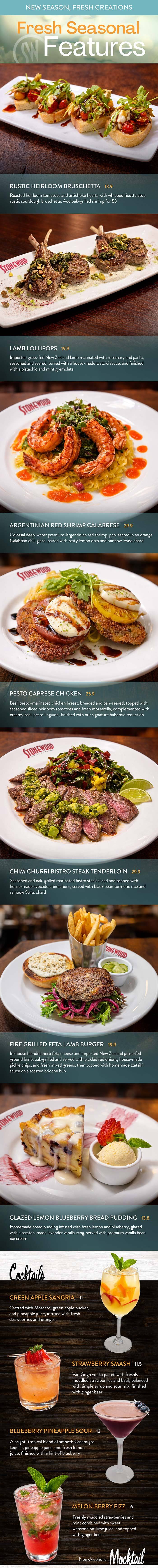 Chef's Creations - Savor Spring Flavors at Stonewood - read below for an HTML version of the text